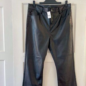 NWT Ann Taylor Faux Leather Cropped Flare Pants 14